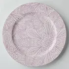 Tableware ceramic new bone china rim dinner plates with in-glaze emboss design with purple color
