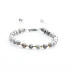 2019 grey imperial jasper beads with gold plating stainless steel ball stone bracelets