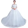 2019 Korean plus size 3xl Vestidos De Novia off shoulder crystal embellished wedding dress bridal gown with trains