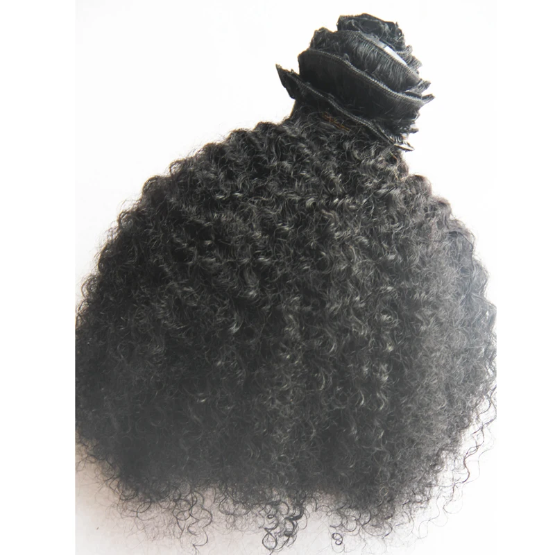 Grade 6A Virgin Brazilian Human Hair Afro Kinky Curly Clip Ins Hair Extensions 9Pcs/Set Clip In Hair Extension natural black