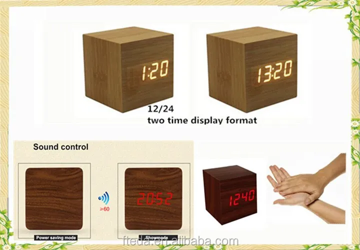 wood LED digital clock