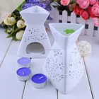 The Newest Stereo Hollowed Flower Fragrance Candle Reed Diffuser Ceramic Oil Burner Gift Set