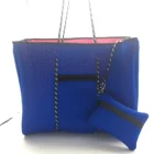 Neoprene Beach Bag - sailing rope handles. Neoprene gym bag, tote, shopper. lightweight tote bag.
