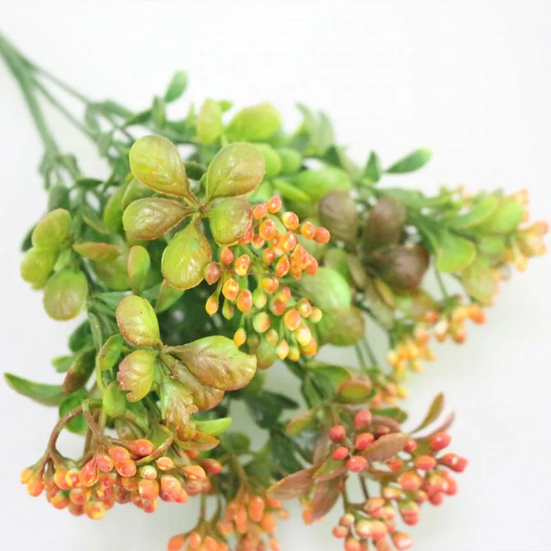 Flone Green Artificial Flower Simulation Milan Small Bouquet Plastic Plant Flowers For Wedding Home Office Party Decoration Art (18)