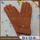 Factory made ladies winter orange pig suede leather gloves with high quality