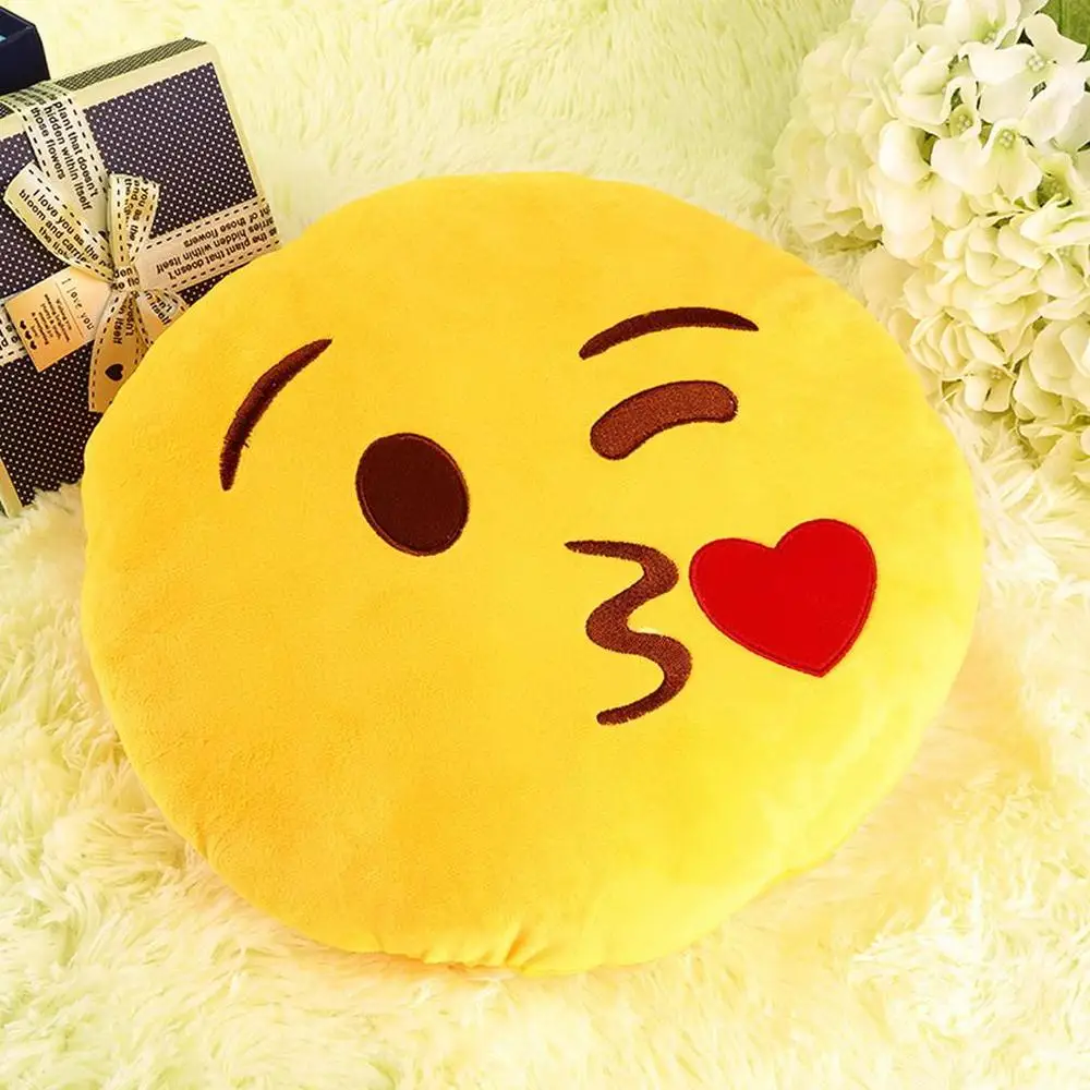 pretty Soft cute Emoji Smile Emoticon Pretty Round Cushion Pillow Stuffed Plush Toy