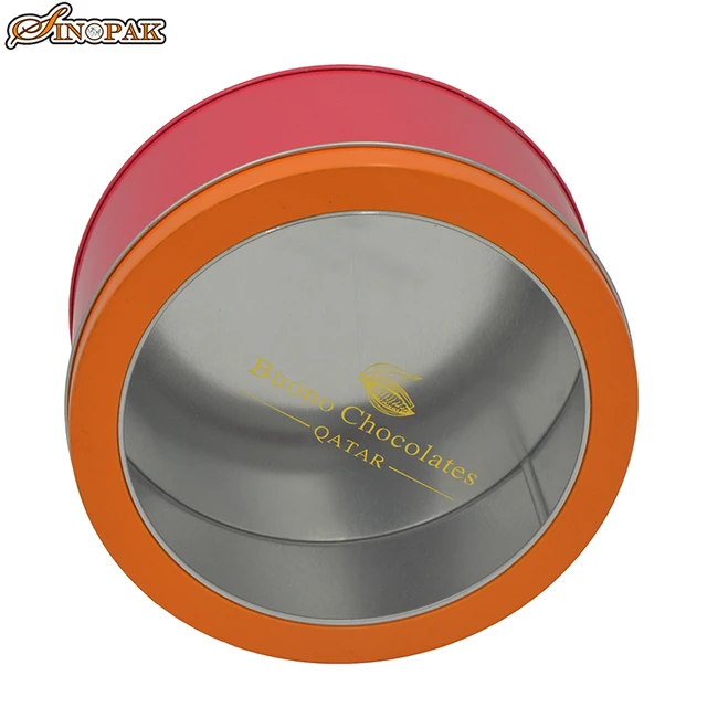 beautiful customized transparent metal tin round gift wedding