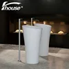 Solid Surface Washing Sink Artificial Stone Pedestal Basin Bathroom Washing Basin