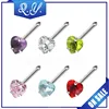 Stainless steel heart shape nose ring stud with beautiful zircon