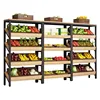 Metal multifunction wine vegetable fruit wood display shelf rack store display rack stand
