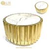 Luxury Modern Design Gold Chrome Metal Round Empire Center Table with White Marble Top