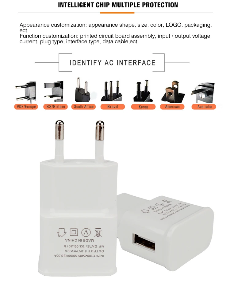 En gros blanc 1A/2A intelligent USB chargeur de téléphone portable pour android ios - ANKUX Tech Co., Ltd