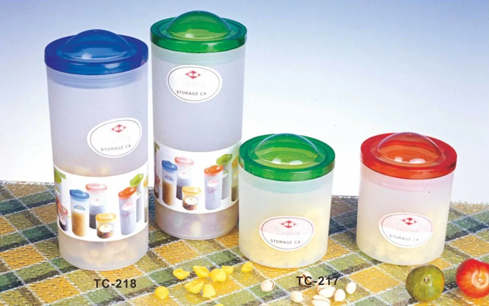 PP+PS 10*10*12.6 Hot sale sealed jar/small plastic candy jar/portable sealing tank