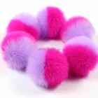 genuine rex rabbit fur pompom two tone color