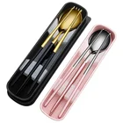 Travel Portable Stainless steel 304 Cutlery set spoon chopsticks with portable box