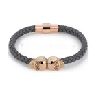 Alibaba hot selling accessories braided leather northskull bracelets engraved logo bracelet for men