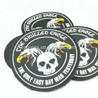 Custom rubber 3D PVC tactical hook and loop skull patch for clothing