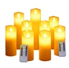 9pcs/set Blowing Control Flameless Wax LED Pillar Candle with Timer and Remote
