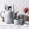 Diamond Decoration Porcelain Tea Coffee Cup Mug Set With Teapot Home Garden Ceramic Tea Set