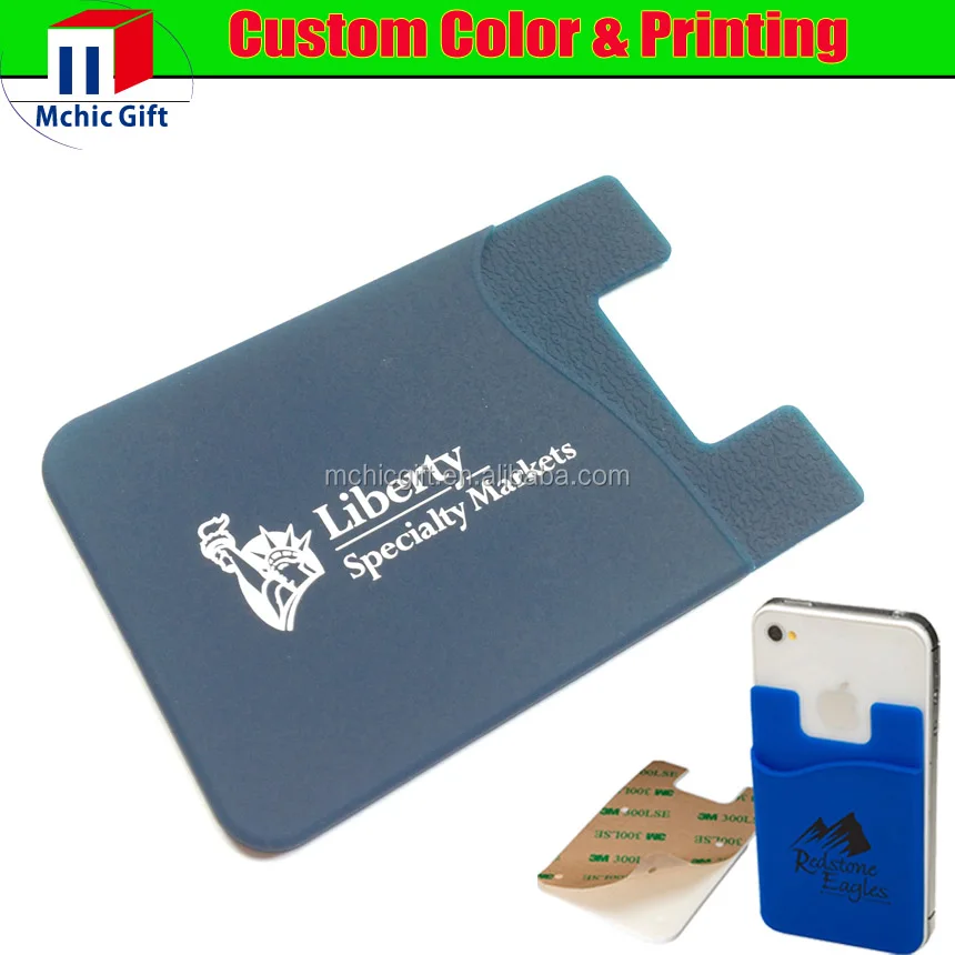 silicone rubber card holder attach to the back of smart phone