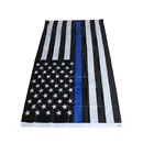 Cheap Stock 100% polyester 3*5ft thin blue line USA flag