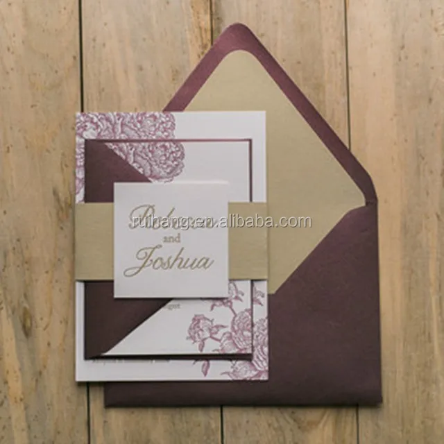 hot sale romantic & elegant wine glitter pocker fold wedding