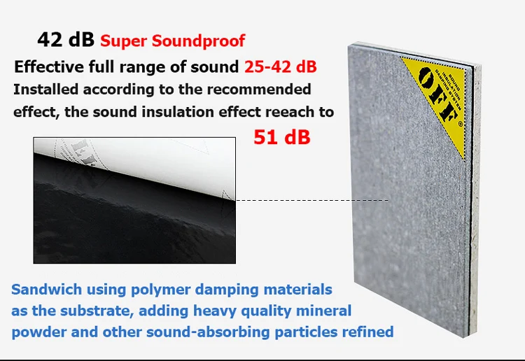 high density damping sound insulation soundproofing board for