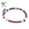 Charm colorful metal cuff PU leather rope hand bracelet