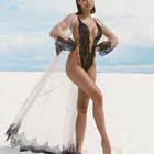 Knitted lace transparent body suits sexy lingerie womens lace bodysuit