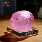 Art Crystal Liuli New Year Pig Statue Pink Money bank Craft Stock On Sale