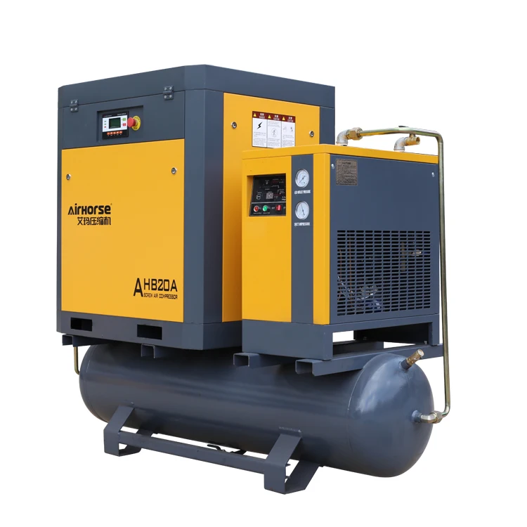 15kw 20hp 2.1m3/min r134a aceite de inyección de aire del compresor de tornillo con secador y de cisterna industrial de aire compresores