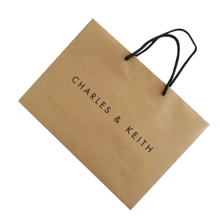 custom logo cheap printed brown kraft paper shopping bag with