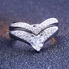 7.0mm Heart-Shaped Lab-Created White Sapphire Bridal Set Ring in Sterling Silver and White Gold Plated