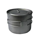 Titanium cutlery camping 2000ml folding handle titanium pot camping ultralight outdoor foldable pot