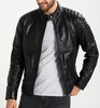 Fashion lamb nappa black men biker leather jacket