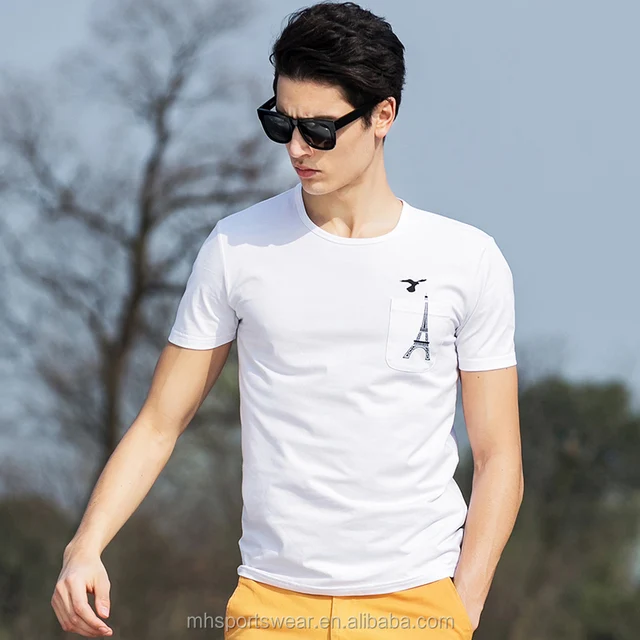 oem top quality mens plain white t-shirt casual male new design