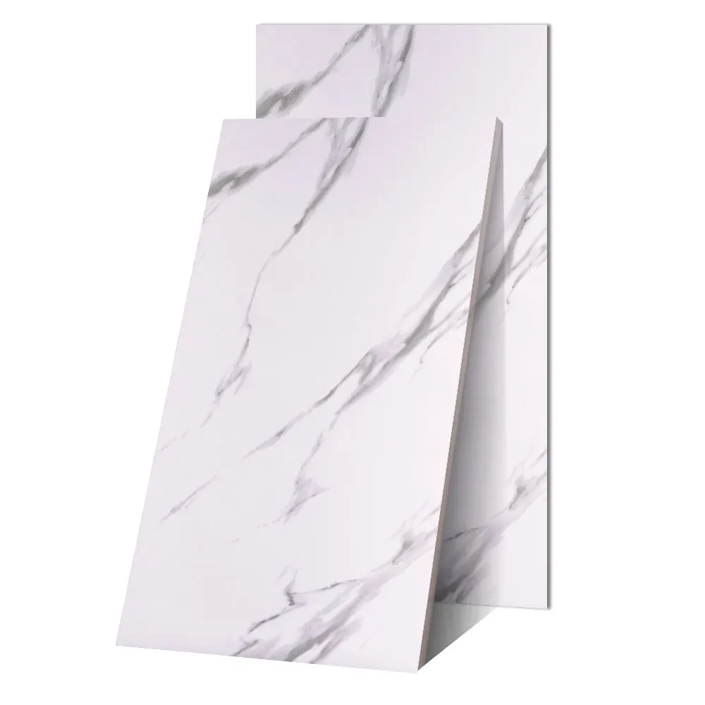 Carraraกระเบื้องปูพื้นหินอ่อนสีดำและสีขาวพื้นห้องครัว