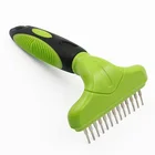 Quality metal pet plastic rubber handle rotate pins dog grooming deshedding tool coat brush undercoat rake comb