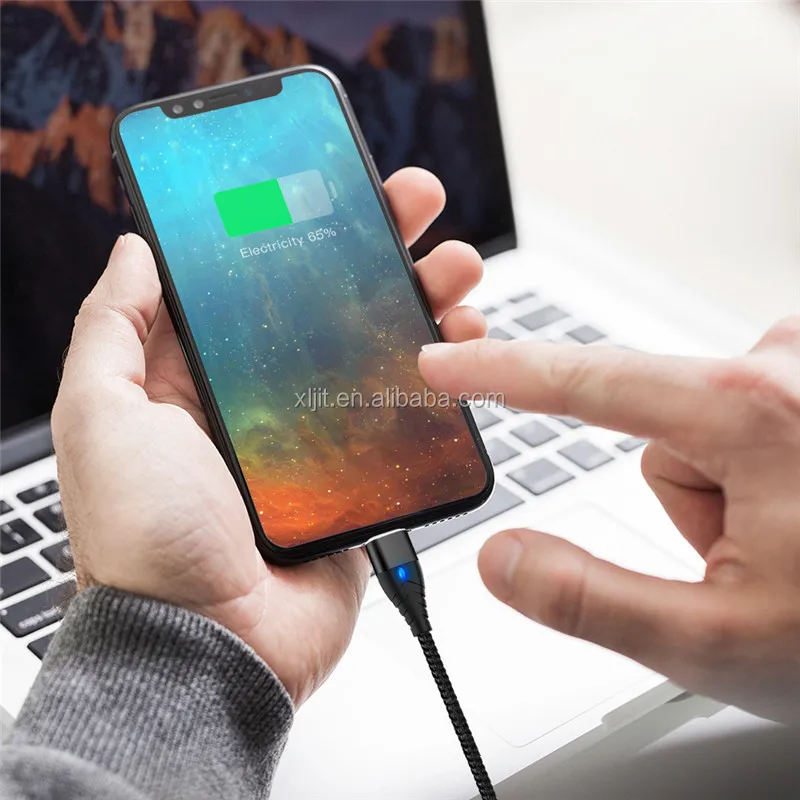 LED QC 3.0 5V 3A Magnetic Micro USB Type C Cable For iPhone 1M Fast Data Sync Charging Phone Magnet Cable Charger - ANKUX.COM
