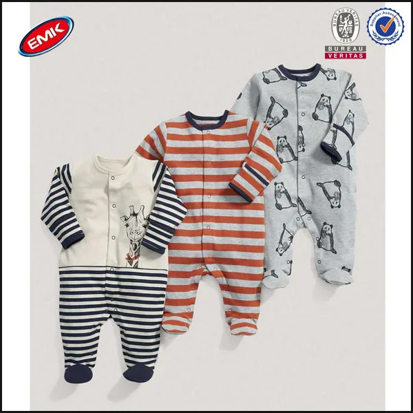 3pcs 100% cotton long sleeve printed newborn baby romper baby