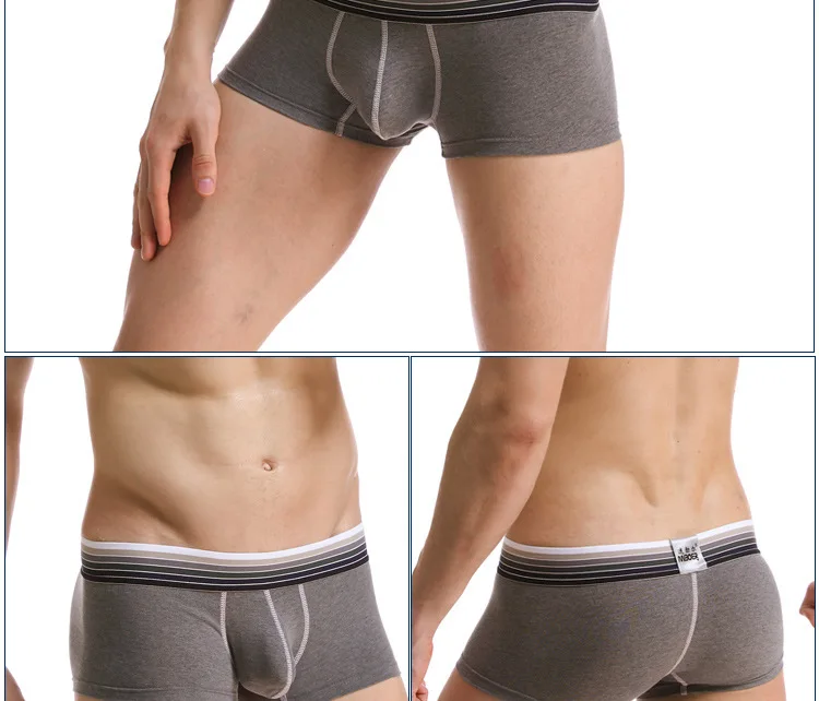 Custom Men's cotton casual boer shorts pouch enhancing underwear fashion color gradient belt underpants men's fleible boer