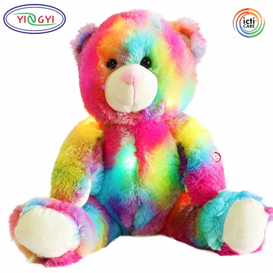colorful rainbow stuffed plush teddy bear toy led night light