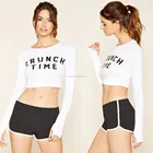 Latest crop tops design dri fit polyester casual wear white color women slim stretch t shirt with letter printing