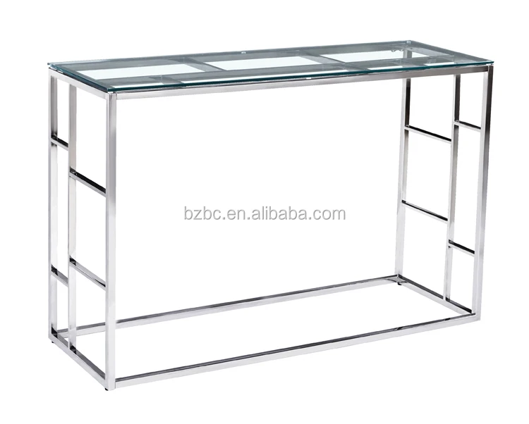 Wholesale chromed silver stainless steel coffee table with glass.jpg