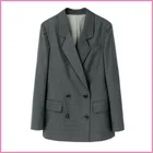 European Style long sleeves neutral grey color short coat and jacket