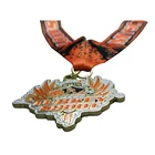Custom 3D Zinc Alloy Gold Medal With Colored Ribbon
