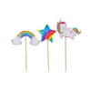 24pcs Cake picks Kids birthday party paper decoration Unicorn cartoon theme signs Children's Day Star Rainbow Fruit Toppers