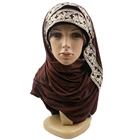 Top selling headscarf tassel fringe hot drilling jersey cotton lace new design shawl hijab muslim scarf women hijab