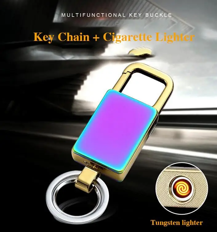 Car shape rechargeable lighter with keychain