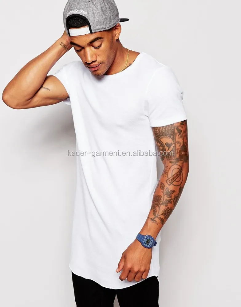 Slim Fit Long Line T Shirt,Cotton Plain White T Shirt,Curved Bottom T ...